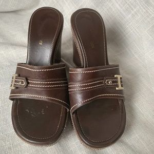 Sergio Rossi Leather Wedge Slide